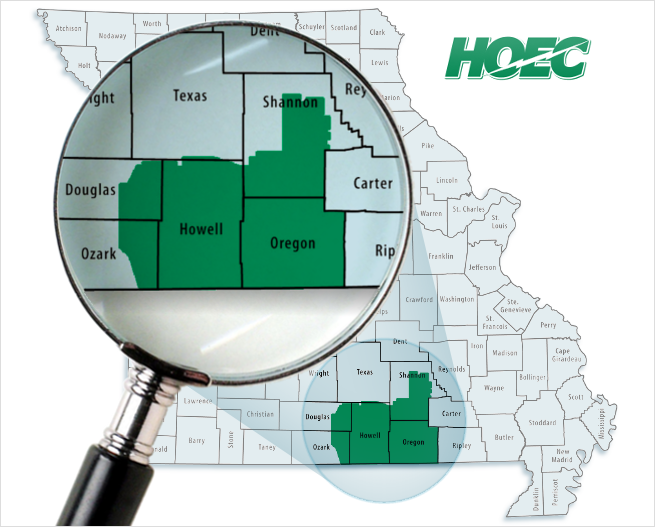 Howell-Oregon Electric Cooperative service area